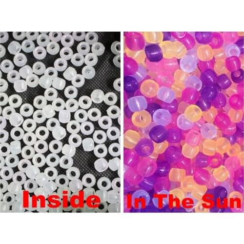 200 Mixed Color UV Magic Changing Reactive Acrylic Barrel Beads 8X6mm