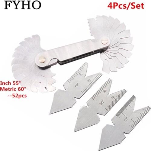 4pcs Centre Gage 55&60 Degree Thread Gauge Inch & Metric Measuring Gauging Lathe Tester Tools HY72