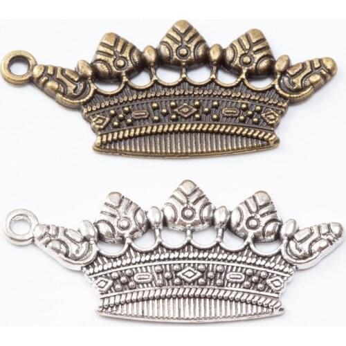 50pcs 18*40MM Vintage silver color crown charms antique bronze metal crown pendants for bracelet necklace earring diy jewelry