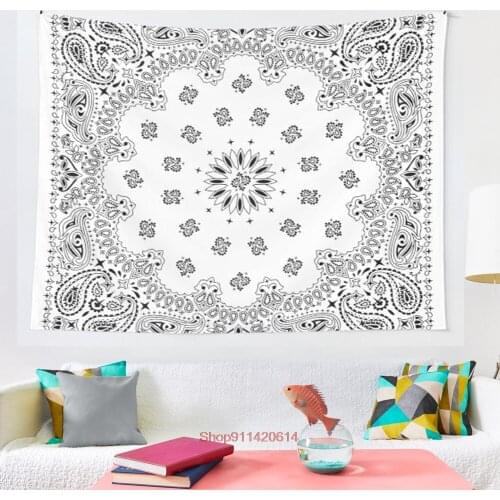 Bandana White tapestry Mosaic Style Hippie Boho Wall Tapestries Mandala Fabric Mat Living Room Decor