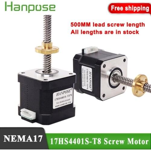 Free shipping 3D printer Nema17 17HS4401S-T8*8 L500MM Screw Rod Linear Stepping Motor / Z-Motor with Trapezoidal Lead Srew