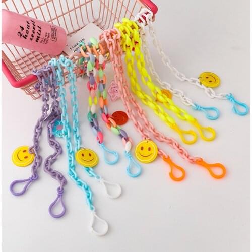 Mask Chains Long Necklaces Kids Adjustable Candy Color Smile Face Mask Chain Ins Style Summer Anti-lost Glasses Sunglass Lanyard