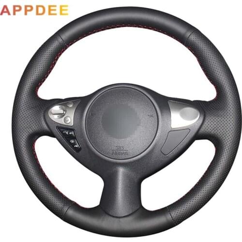 Handsewing Black Artificial Leather Steering Wheel Covers for Infiniti FX FX35 FX37 FX50 Nissan Juke Nissan Maxima 2009-2014