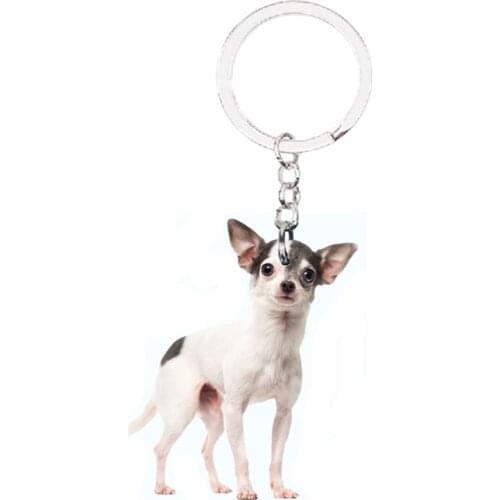 Chihuahua Dog Keychains pet NOT 3D Animal bag accessories charms cute ring llaveros for girls xmas Gift idea plat acrylic Chain