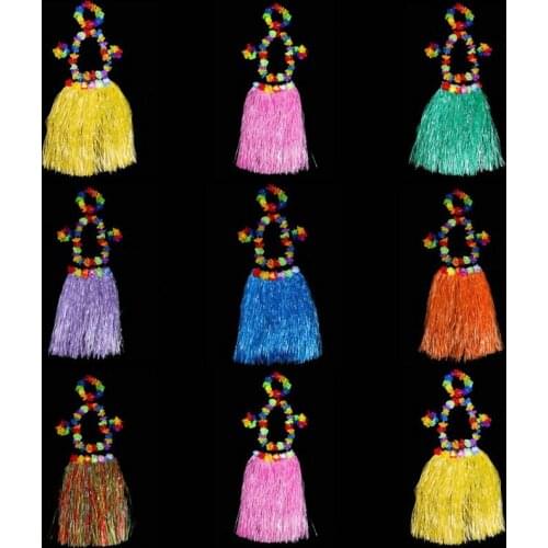 Hawaii Flower Lei Hula Headband Garland Wreath Wristbands Bra Grass Skirt Party home decor wedding birthday
