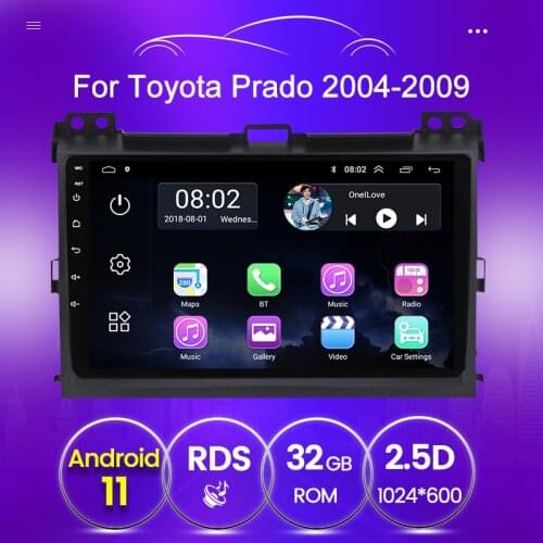 2GB RAM 32GB ROM RDS 9" Head unit For Toyota Land Cruiser Prado 120 2004 - 2009 Android 11 wifi usb car radio player 2 din