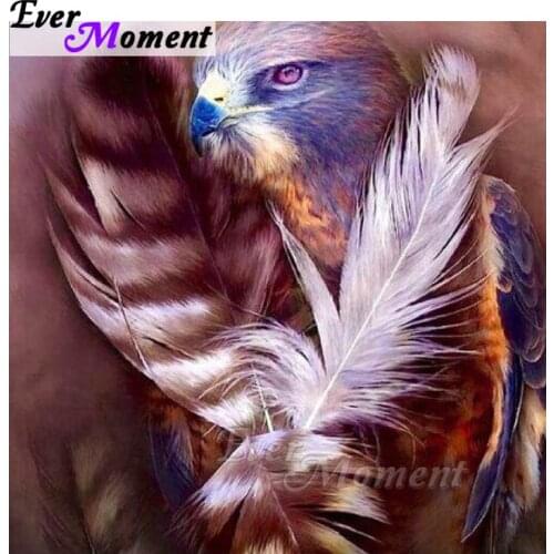 Ever Moment 5D DIY Diamond Painting Blue Owl Feather Diamond Mosaic Full Square Drills Rhinestone Home Decoration ASF1240