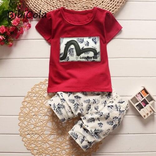 BibiCola Baby boys clothing set summer 2PCS Short Sleeves T-shirt+pants suit clothes Cartoon toddler boys sport suit Clothes