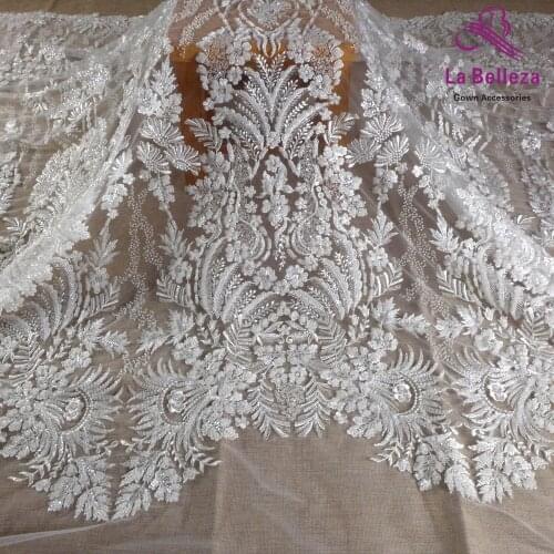La Belleza 2021beaded bridal lace,sequins beaded lace fabric,heavy beading sequins lace fabric 51'' width 1 yard