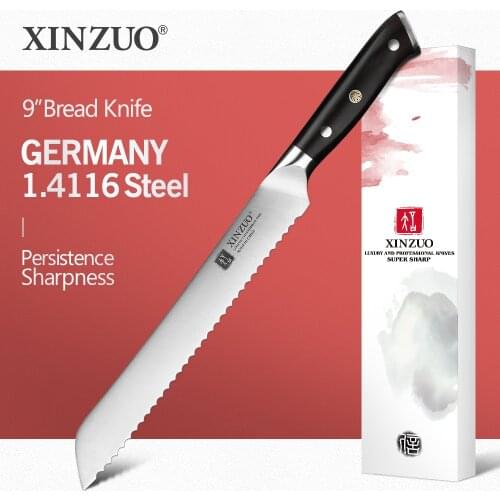 XINZUO 8" Saw Knife Wooden Handle GERMAN 1.4116 Stainless Steel Kitchen Knives Cake Cutter/Leveler Bread Slicer Cakes Cutting
