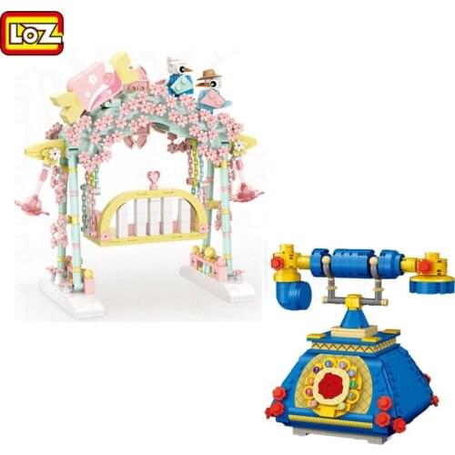 LOZ Blocks Building Bricks Fun Retro Telephone Model Toys for Children Juguetes Kids Gifts Kawaii Swing Chair Girls Present 1124