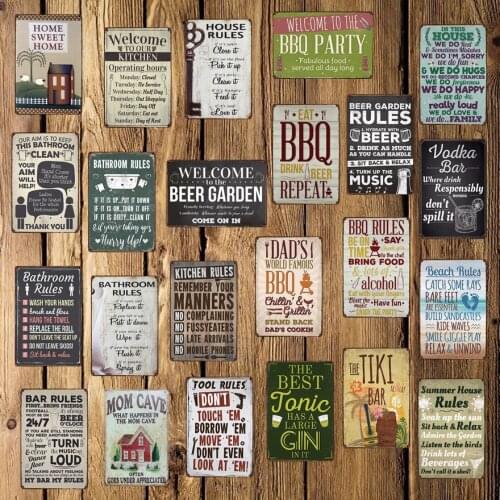 [ DecorMan ] BBQ Kitchen House TOOL RULE Metal Signs Custom wholesale Iron painting Bar PUB Decor DD-1688