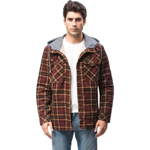 Us Size Mens Jacket Plaid Shirt Plus Velvet Plus Size Winter Windproof And Warm Hooded Cotton Jacket