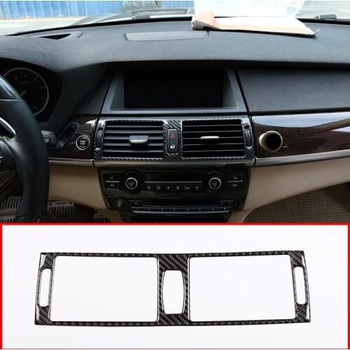 Carbon Fiber Stickers Car Interior Center Console Air Conditioning Vent Frame Trim For BMW X5 E70 X6 E71 2008-2013