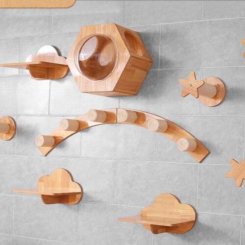 Handmade DoItYourself Wall-mounted Cat Climbing Frame Solid Wood Wall Jumping Platform Springboard Climbing Ladder Cat Nest