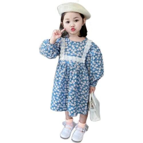 2021 spring and autumn new childrens wear girls clothes Girls lace dress princess dress girls clothes