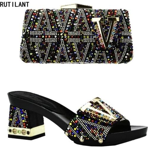 New Arrival Italian Shoes with Matching Bags for Wedding Italy Shoe and Bag Set In New 2018 Nigerian Shoes and Matching Bags