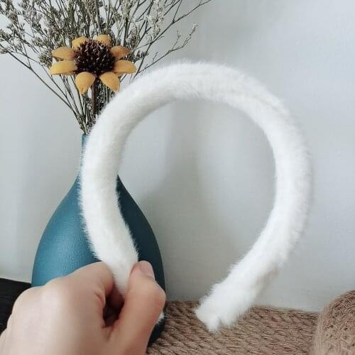 Candy Color Plush Faux Fur Headband for Women Girls Autumn Winter Head Hoop Sweet Imitation Rabbit Fur Hairband Hair Accessories