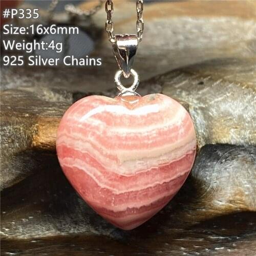 Top Natural Red Rhodochrosite Pendant Necklace Jewelry For Women Men Healing Luck Love Crystal Beads Stone Silver Chain AAAAA