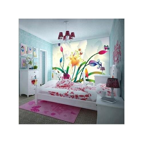 Custom 3d wallpaper Butterfly flower TV setting wall paper wallpaper fashion warm bedroom living room sofa large murals
