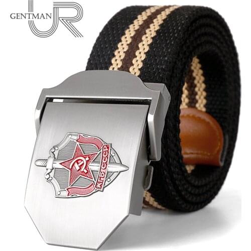 New Men & Women High Quality Belt 3D Soviet Glory KGB Canvas Military Belt Shield And Sword CCCP Luxury Jeans Tactical Belt