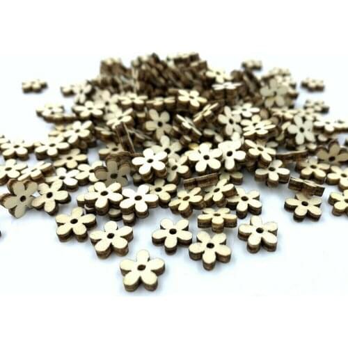 DIY 500X Mini Natural Wooden flower shape scrapbooking decoration Handmade 10MM