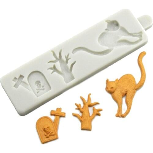 Pumpkin Bat Tombstone Black Cat Silicone Cake Mold Chocolate jelly cookies baking tools