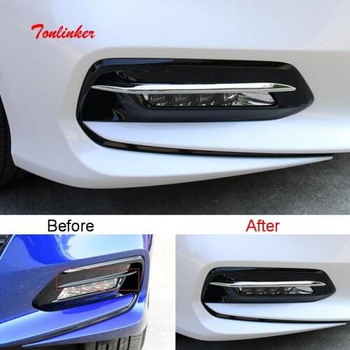Tonlinker Exterior Front Fog light Cover Sticker Strip for HONDA ACCORD 2018-19 Car Styling 2 PCS ABS Chrome Cover sticker