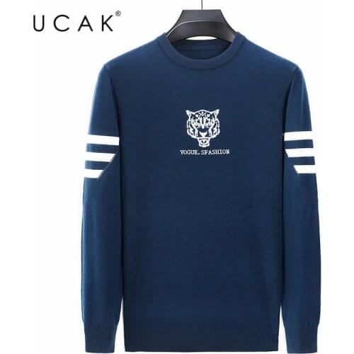 UCAK Brand Autumn WInter Casual Sweaters Mens Clothes O-Ncek Streetwear Pullover Pull Homme Striped Sweater Men Clothing U1152
