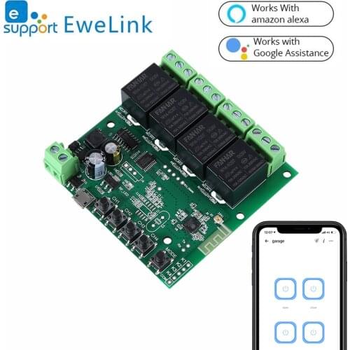 Smart Wifi Switch 4 Channel Relay Module 12V Timer Ewelink APP Remote Control Wireless Inching Self-Locking Alexa Google home