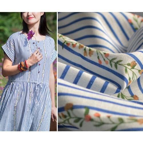 High quality ramie cotton fabric Summer digital printing tissu High-end dresses and gowns tissus