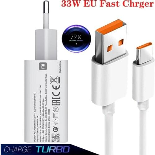 Original xiaomi 33w charger EU Turbo Charge type C cable For Mi 11 Pro 10 lite 9 redmi note 9 pro POCO X3 NFC F1 M3 K30S K40 pro