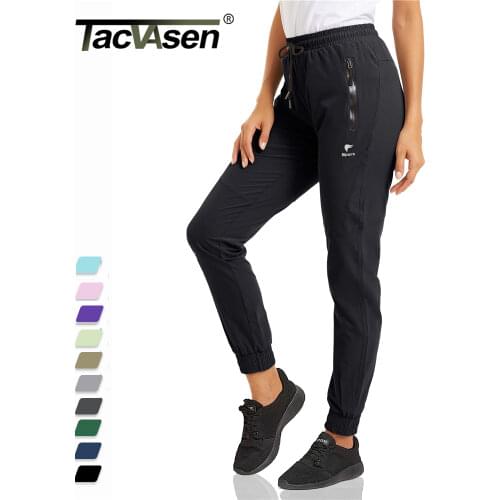 TACVASEN Womens Quick Dry Long Pants Cargo Pants Lady Multi-Zipper Pockets Joggers Sweatpants Hiking Fishing Gym Trousers Work