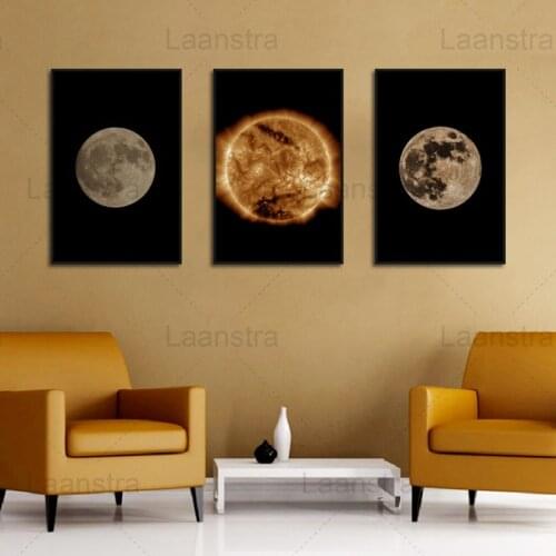 Home Decoration Painting Moon Earth Sun Universe Wall Picture Modern Realism Canvas HD Posters And Prints Decor For Living Room