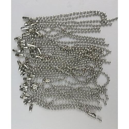 100PC Clasp Ball Chains Keychain Tag 2.4mm 10cm DIY Craft Silver Tone Connector Plated Clasp Steel Ball Beads Tag Keychain Chain