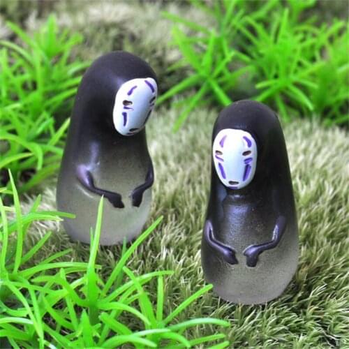 2pcs Japan Anime Miyazaki Hayao Spirited Away No Face Man DIY PVC Ornaments Landscape Action Figure Doll Model flower pot decor