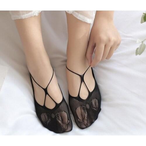 5 pairs/lot New style Quality boat socks women lace socks summer breathable socks butterfly Ultra-thin anti-Slip socks
