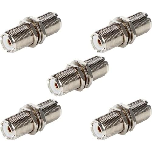 5pcs/lot UHF SO239 Female To Female Jack Nut Bulkhead Panel Mount Adapter Connector Straight F/F Connectors