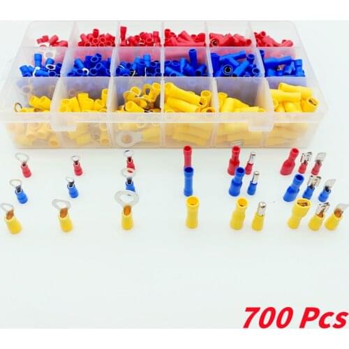 700Pcs Insulated Cable Connector,Female and Male Ring Fork Kit,with Pin Terminals Assortment,Crimp Terminal electrical connector