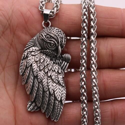 Odin Raven Amulet Crow Talisman Wicca Bird Jewelry Viking Owl Pendant Necklace Men Women Accessoires Dropshipping with gift bag
