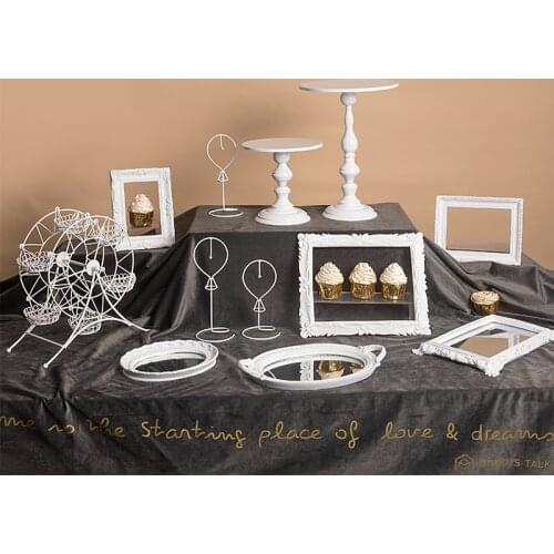 White Metal Cake Pan Dessert Table Decoration Plexiglas Tray Wedding Decoration Ferris Wheel Display Stand