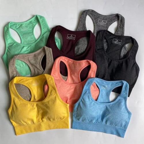 Vital Seamless Yoga Bra Women Fitness Cropped Top Padded Push Up Sports Bra Gym Brassiere Femme Workout Racerback Active Wear