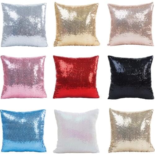 Glitter Gold Sequins Pillow Case Luxury Sofa Cushion Cover Decorative Pillowcase 40x40 Silver Pink Square Zipper Pillow Cover