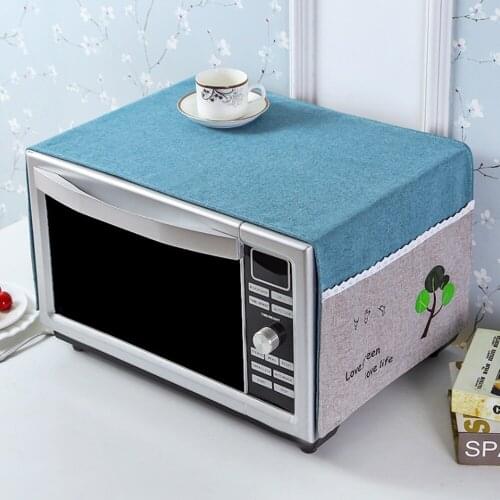 Household Cotton And Linen Double-sided Pockets Microwave Oven Dust Cover Electric Oven Cover Anti-fouling And Oil-proof