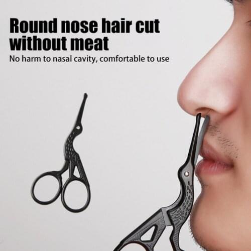 Black Silver Nose Hair Trimming Tweezers Nose Hair Clipper Stainless Steel Facial Trimming Makeup Scissors Hair Removal Tool