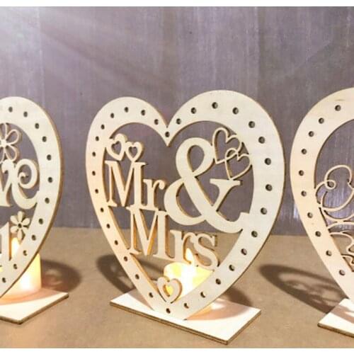 Wooden Wedding Ornaments LED Light Bridal Mr&Mrs Wedding Decoration Table Wedding Party Decoration Supplies Wedding Decoration