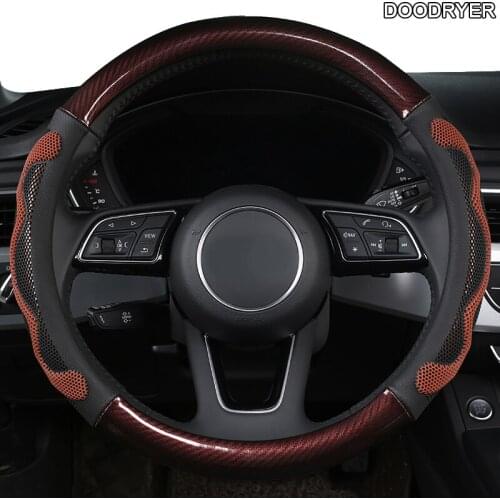 DOODRYER Carbon Fiber Leather Car Steering Wheel Cover For Opel Astra J G Insignia Zafira a b Corsa d Mokka Vivaro Meriva