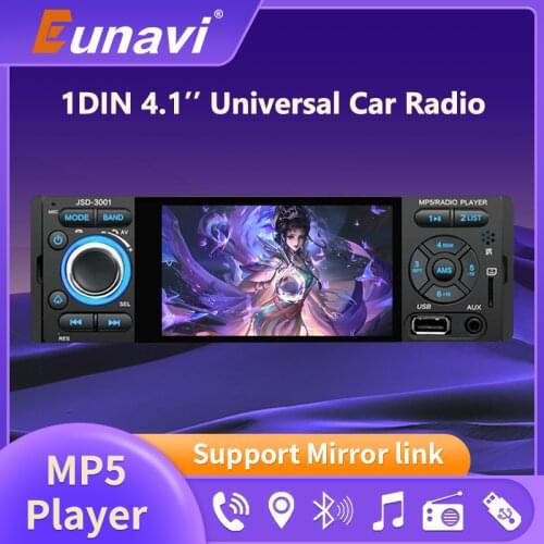 Eunavi 1DIN 4.1 Touch Screen MP5/MP4 Car Multimedia Player GPS WIFI Bluetooth Mirror Link FM Radio Stereo