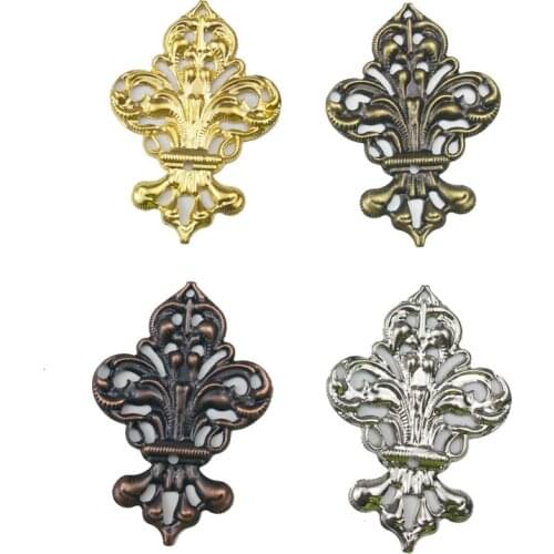 20Pcs/lot 35x50mm Filigree Wraps Flower Connectors Metal Crafts Gift Decoration DIY Findings