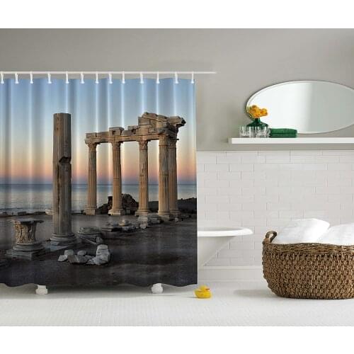 The Temple of Apollo Side Antique Ruins Old World Aegean Old Civilization Sculpture Home Fashion Bathroom Set Shower Curtain